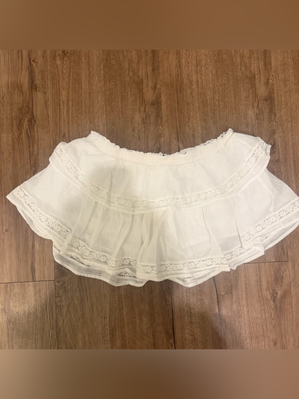 Wild Fable White Tiered Lace-Trim Skort